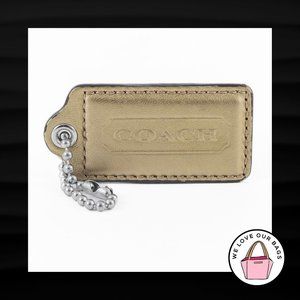 2.5" Large COACH GOLD LEATHER KEY FOB BAG CHARM KEYCHAIN HANGTAG TAG